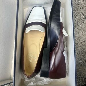 Vintage Joan & David Men's Burgundy and White Loafers